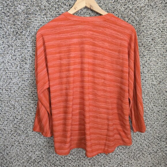 Chicos Top Womens 2 US Large Orange V Neck Textured Waist Tie Casual Ladies - Picture 4 of 7